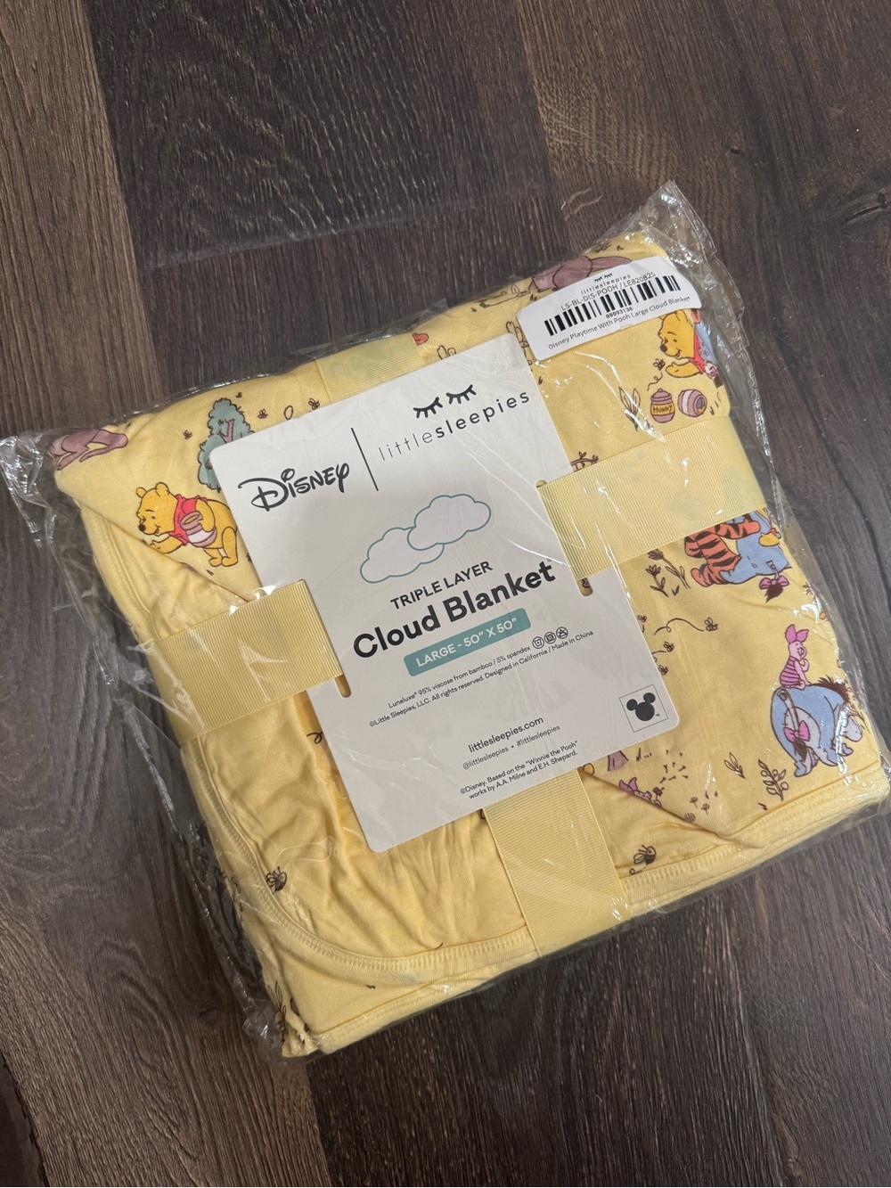 Little Sleepies Disney Winnie the Pooh Yellow Cloud Blanket
